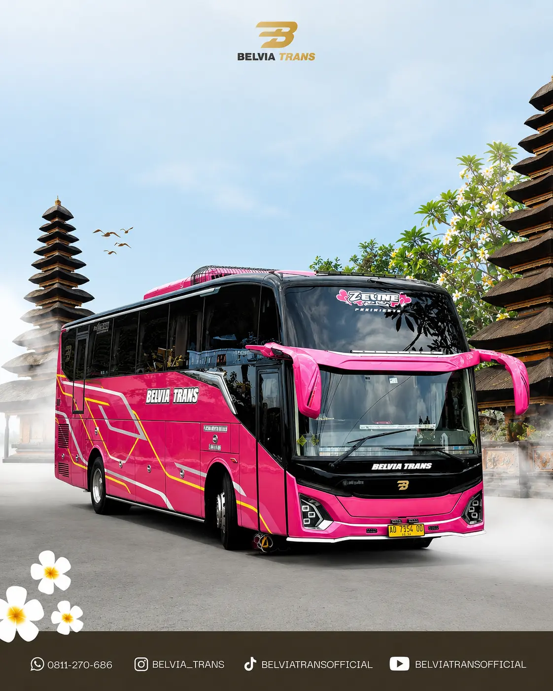 Bus Zeline Belvia Trans - Executive Class kapasitas 50 kursi dengan teknologi Jetbus 5